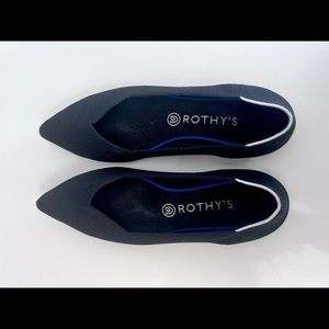 Rothys The Point - Womens - Black Pointed-Toe Flats - Halo Heel - Size 10